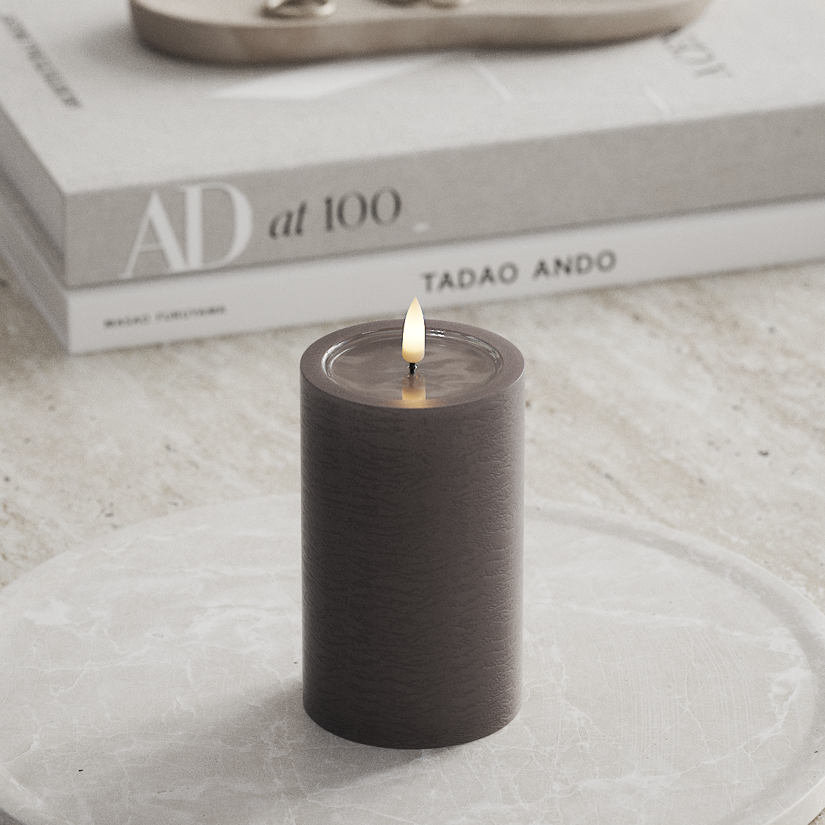 Deluxe Homeart Unique LEDs Vela pilar D 7,5 x 12,5 cm Mocha unique Vela pilar 1