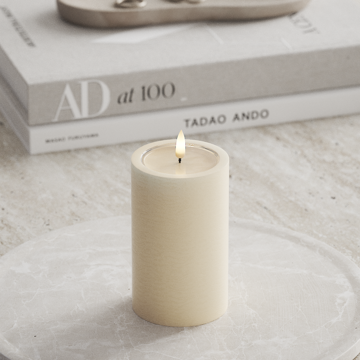 Deluxe Homeart Unique LED Bloklys D 7,5 x 12,5 cm Cream unique bloklys 1