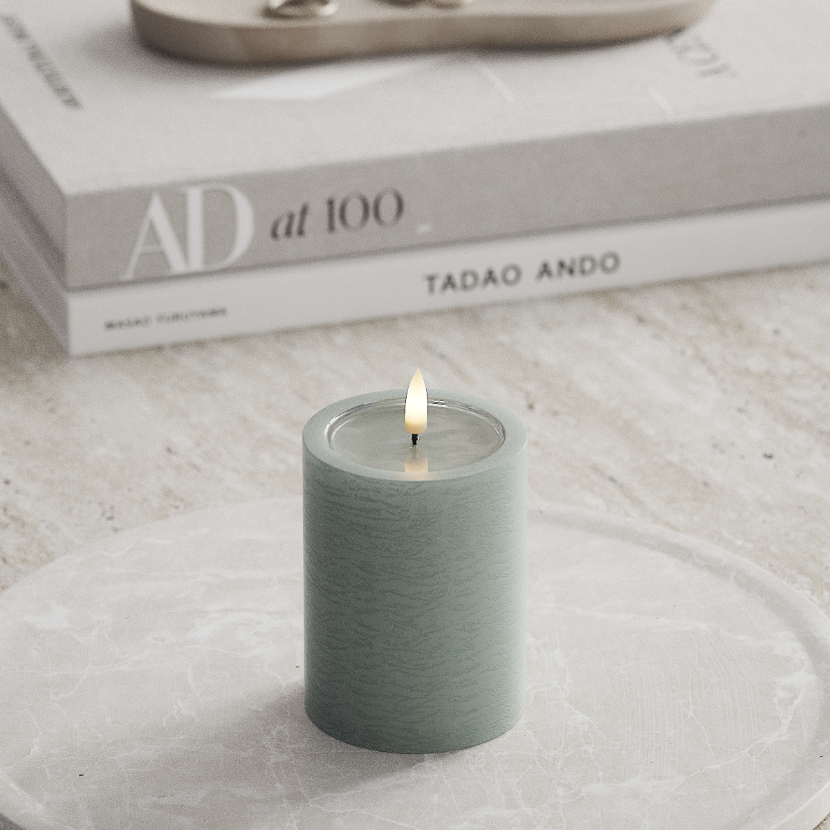 Deluxe Homeart Unique LED Blockljus D 7,5 x 10 cm Salviagrön unique Blockljus 1