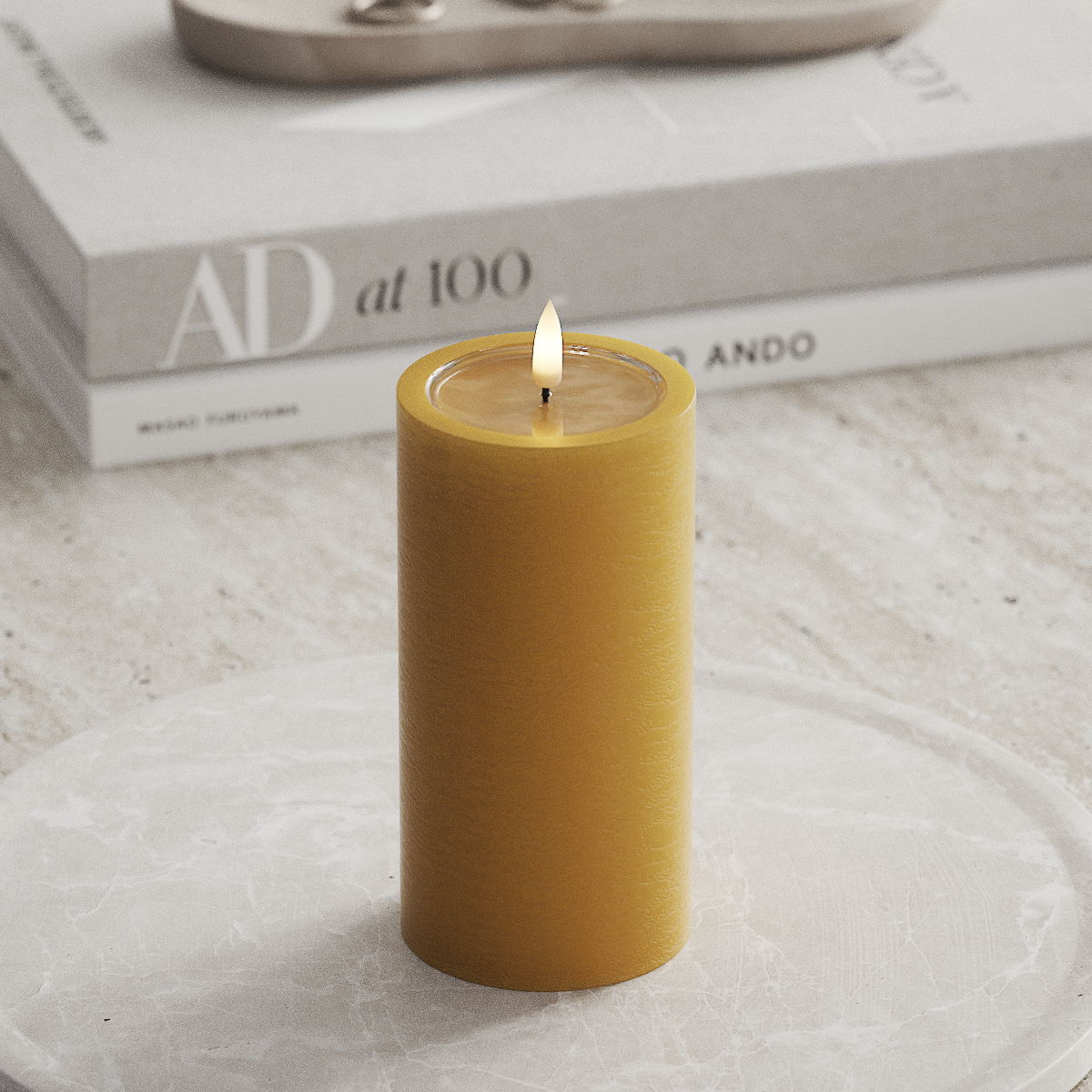 Deluxe Homeart Unique LED Blockljus D 7,5 x 15 cm Curry unique Blockljus 1