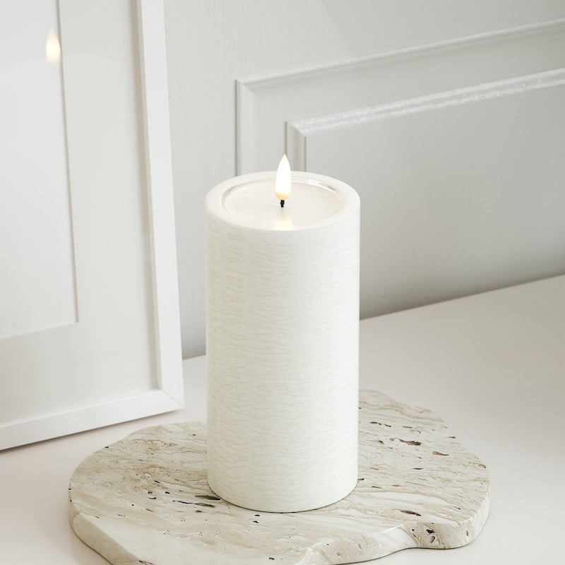 Unique Candles Unique LED Blokklys D 7,5 x 15 cm Hvit